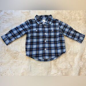 Gymboree Blue and White Plaid Button Down Shirt
